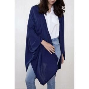 Donni Charm Womens Navy Blue Donni Wonder Cape Scarf Knit Cotton Shawl